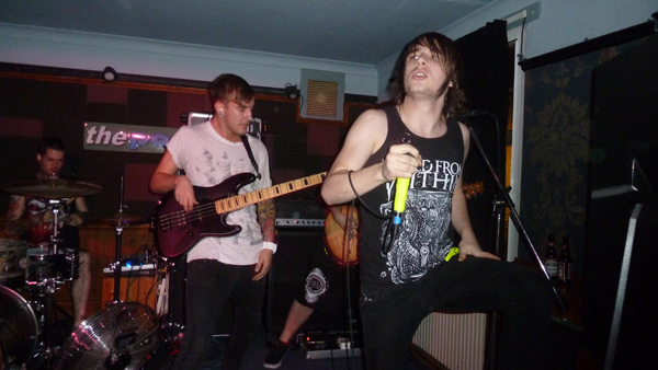 Austin and Joe From Rise To Remain on stage in Cambridge At The Portland Arms