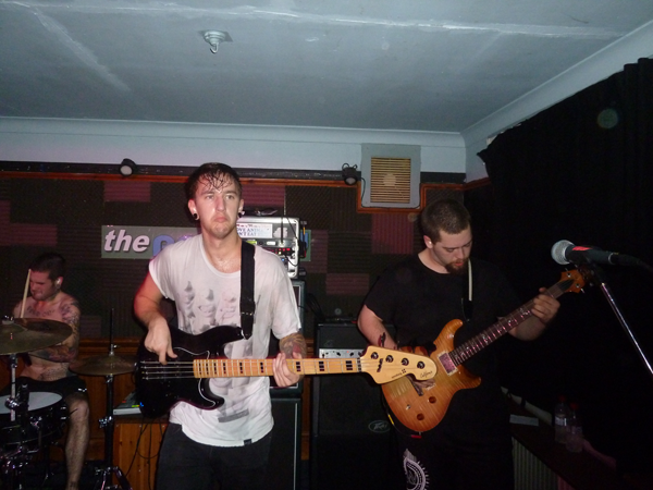Joe and Will from Rise To Remain on stage at The Portland Arms, Cambridge