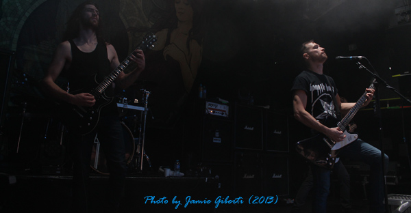 Josh & Bailey of Sylosis on stage at Islington Academy, January 2013