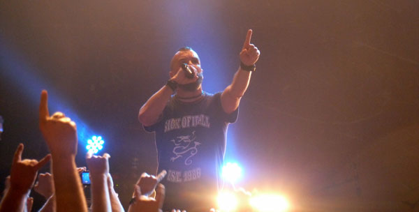 Killswitch Engage singer Jesse Leach on stage at London's Shepherds Bush Empire, May 2013