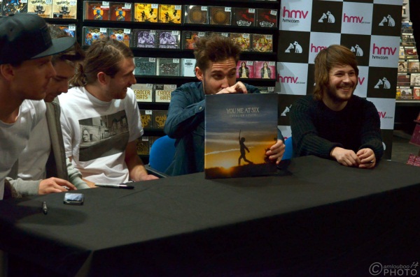 You Me At Six Pose With Cavalier Youth, HMV Glasgow, January 2014