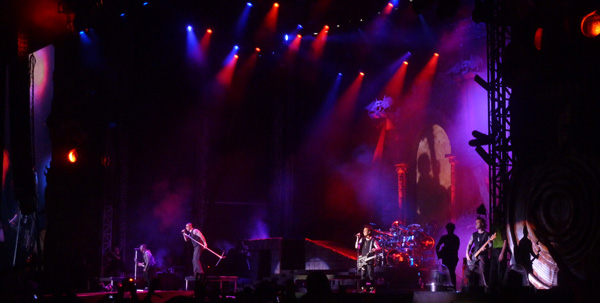Avenged Sevenfold performing during their headline slot at Download Festival 2014
