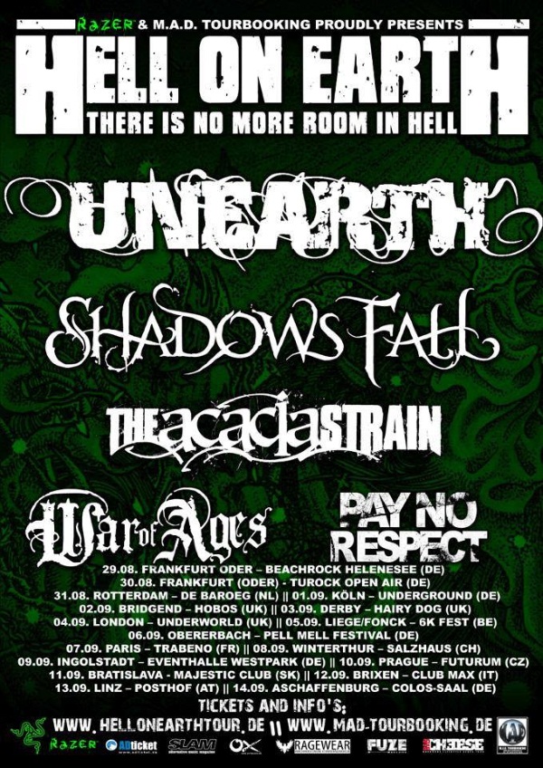 Hell On Earth Tour 2014 Poster featuring Unearth and Shadows Fall