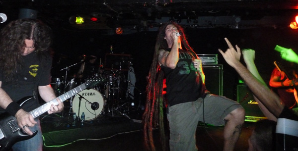 Brian Fair and Matt Bachand of Shadows Fall performing at London's The Underworld, September 2014