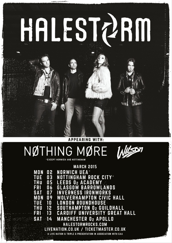 Halestorm Nothing More Wilson UK Tour Poster March 2015