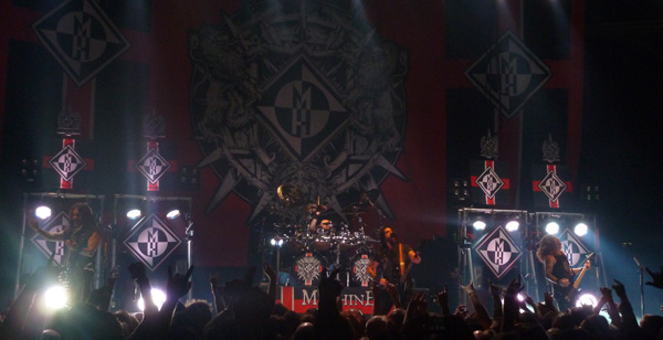 Machine Head performing on stage at the Camden Town Roundhouse December 2014