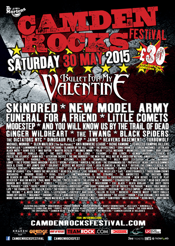 Camden Rocks 2015 Festival Line Up Poster