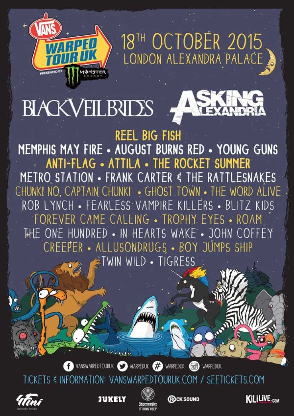 Vans Warped Tour UK 2015 Headliners First Poster