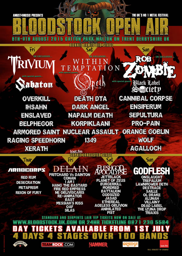 Bloodstock Open Air 2015 Festival Poster 2 main stages