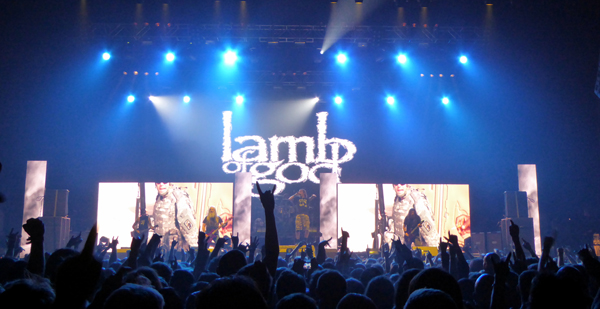 Lamb of God on stage at Wembley Arena, November 2015