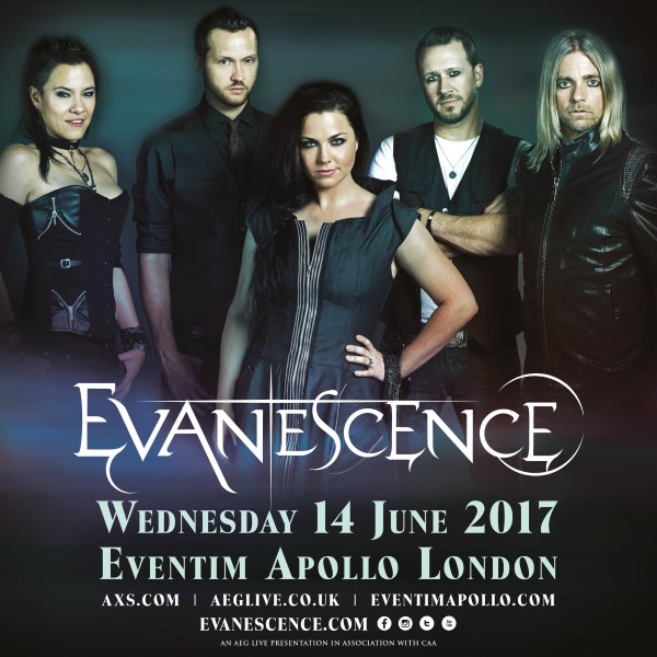 Evanescence June 2017 UK Hammersmith Apollo Show Poster