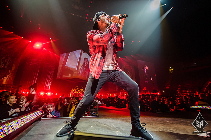 Avenged Sevenfold on stage at Manchester Arena 16th January 2017
