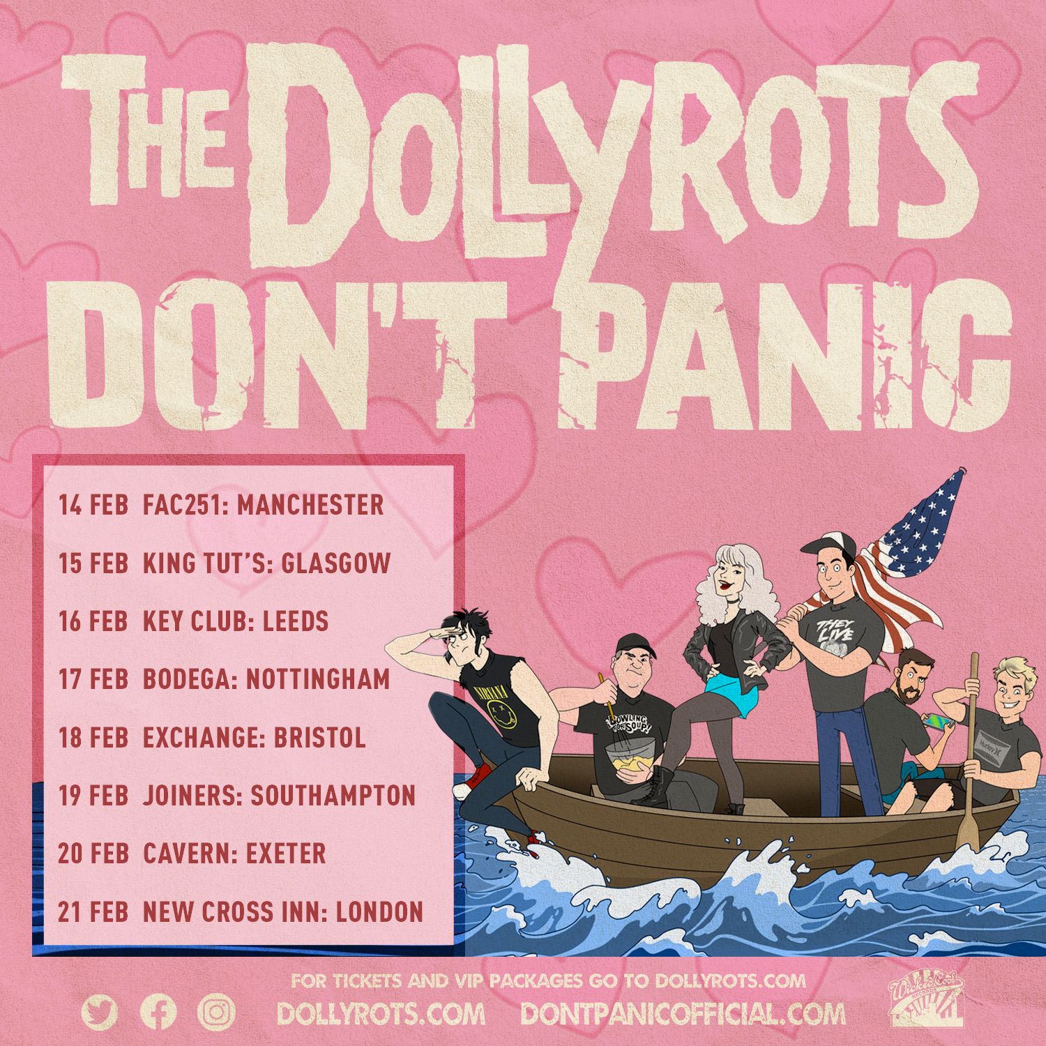 The Dollyrots Don't Panic February 2023 UK Tour Poster Square